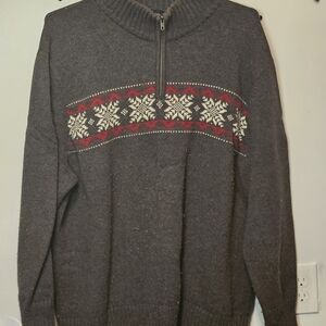 Falls Creek Men's Gray and Red Zip-Up Sweater